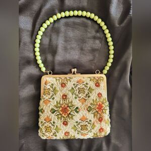 Vintage Fine Arts Beaded Tapestry Frame Handbag – Made in Hong Kong